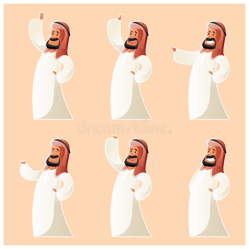 Set of Muslim cartoon characters stock illustration