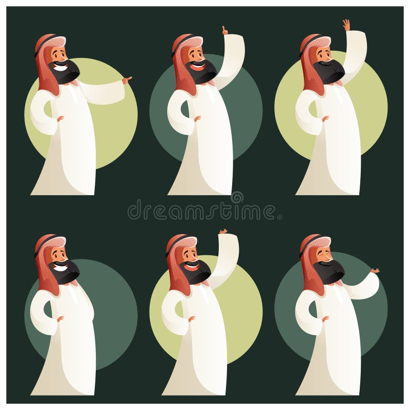 Set of Muslim cartoon characters3 stock illustration