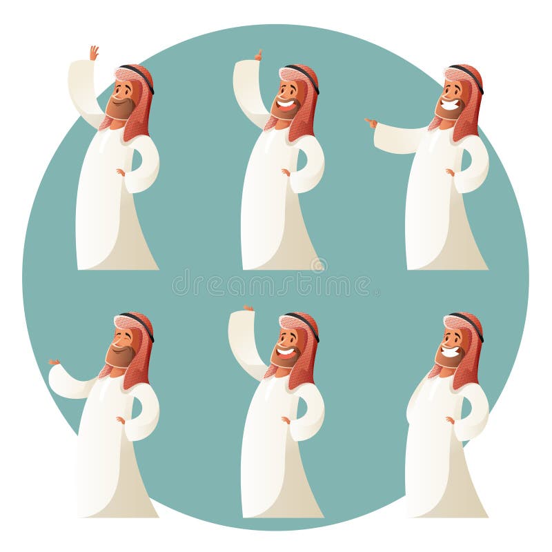 Set of Muslim cartoon characters stock illustration