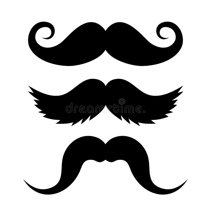 Set of Mustache on White Background. Vector