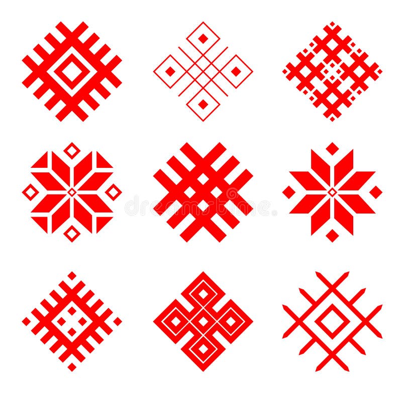 Set of national belarus ornament. Slavic ethnic pattern.