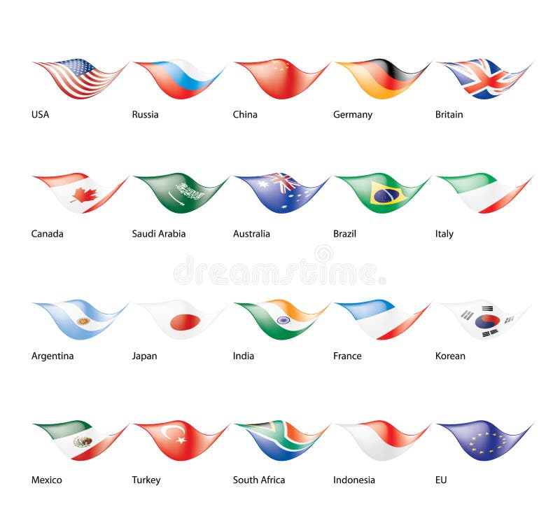 Vector Set of Flags of the G20 Stock Vector Illustration of asia, nation 113476379