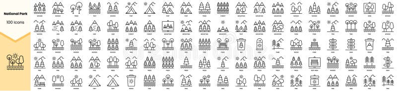 Set of national park icons. Simple line art style icons pack. Vector illustration stock illustration