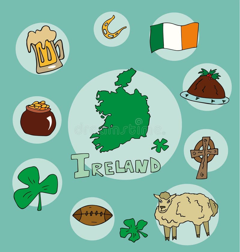The Set of National Profile of the Ireland Stock Vector - Illustration of  colored, flag: 52236317