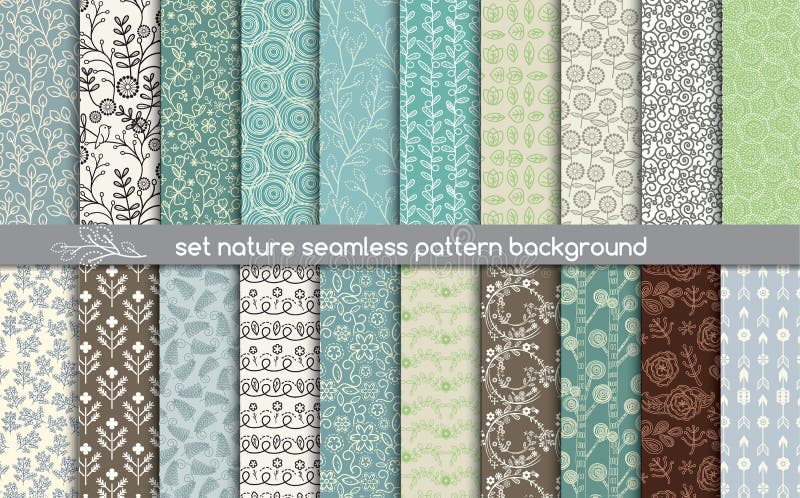 Set nature seamless patterns. pattern swatches included for illustrator user vector illustration