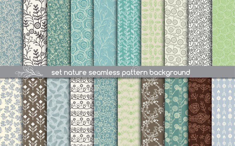 Set nature seamless patterns. pattern swatches included for illustrator user