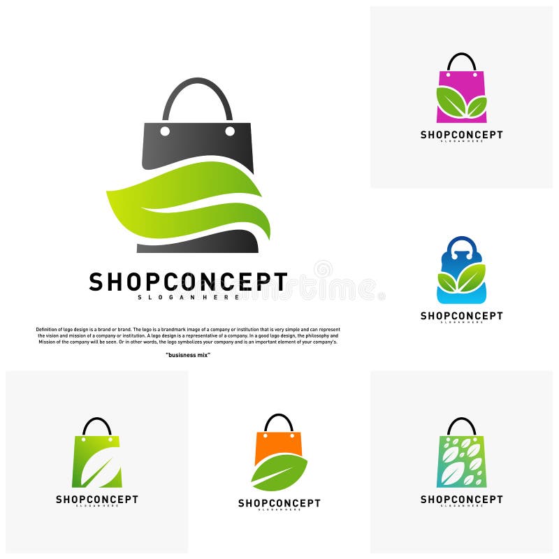 limoen criticus wol Set of Nature Shop Logo Design Concept. Shopping Center with Leaf Logo  Vector. Shop and Gifts Symbol Stock Vector - Illustration of logo, local:  137047307