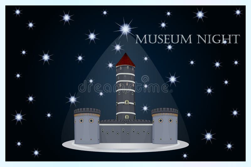 Museum Night. Ancient Castle at Starry Sky Background. Stock Vector -  Illustration of holiday, concept: 215398178