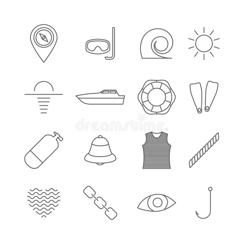 Set of nautical icons, vector illustration. vector illustration