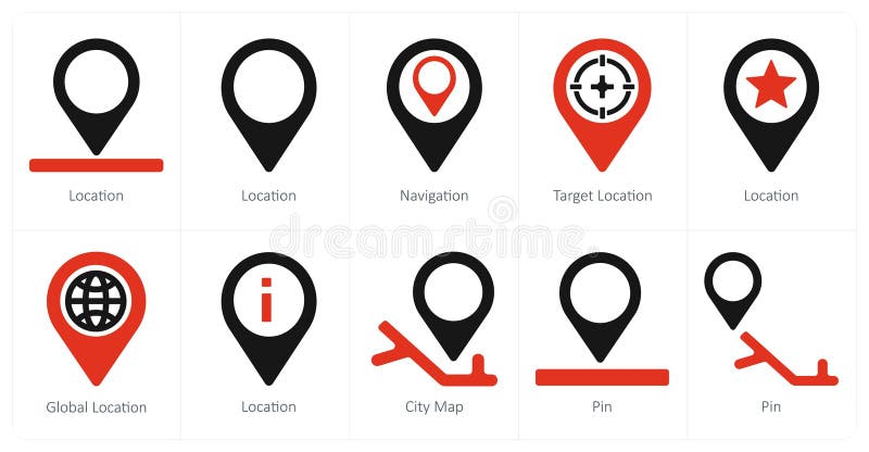 A set of 10 Navigation icons as location, navigation, target location vector illustration