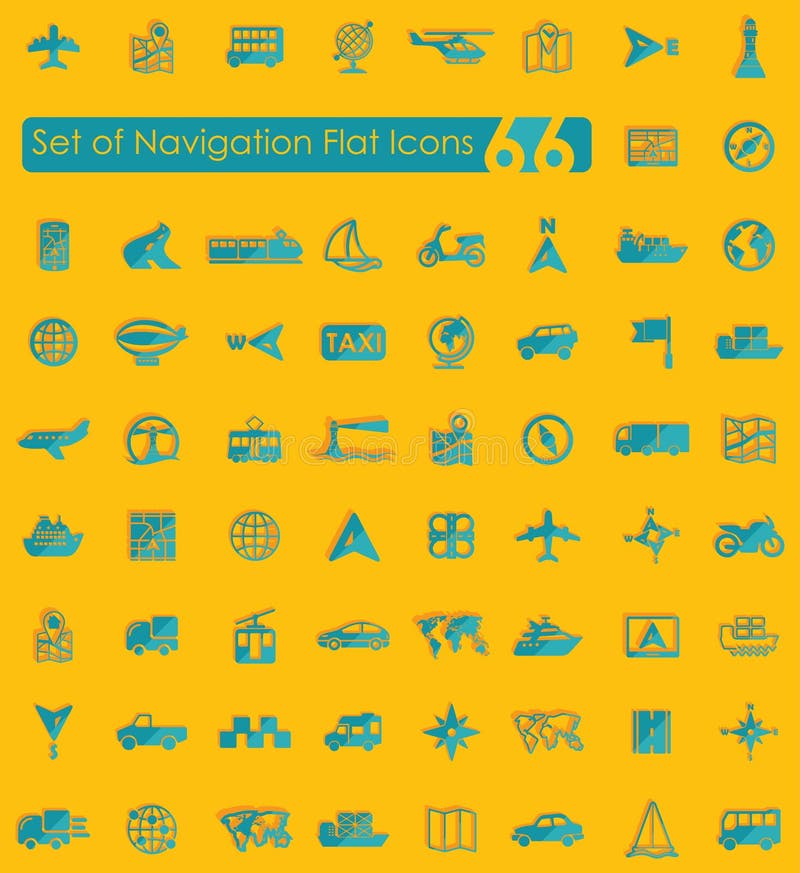 Set of navigation icons stock vector. Illustration of flat 98988323