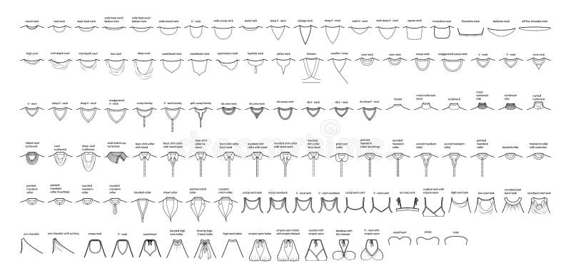 Set Of Necklines Tank Clothes Tops Cami One Shoulder Scoop Racerback Vneck Cowl Strap Technical Fashion Illustration With Fitted Body Flat Apparel Template Women Men Unisex Cad Mockup Stock Illustration - Download