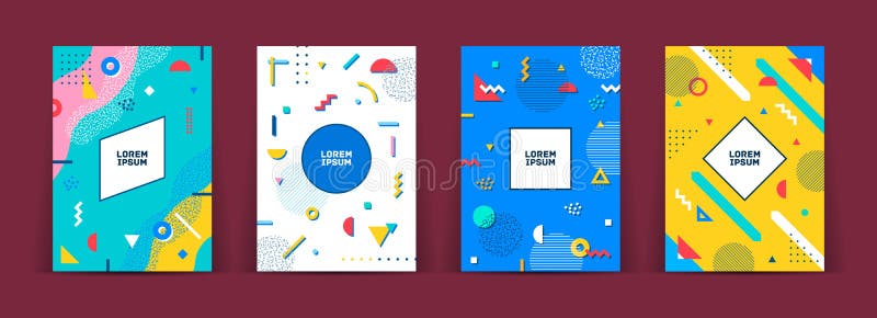 Set of neo memphis style covers. Vector royalty free illustration