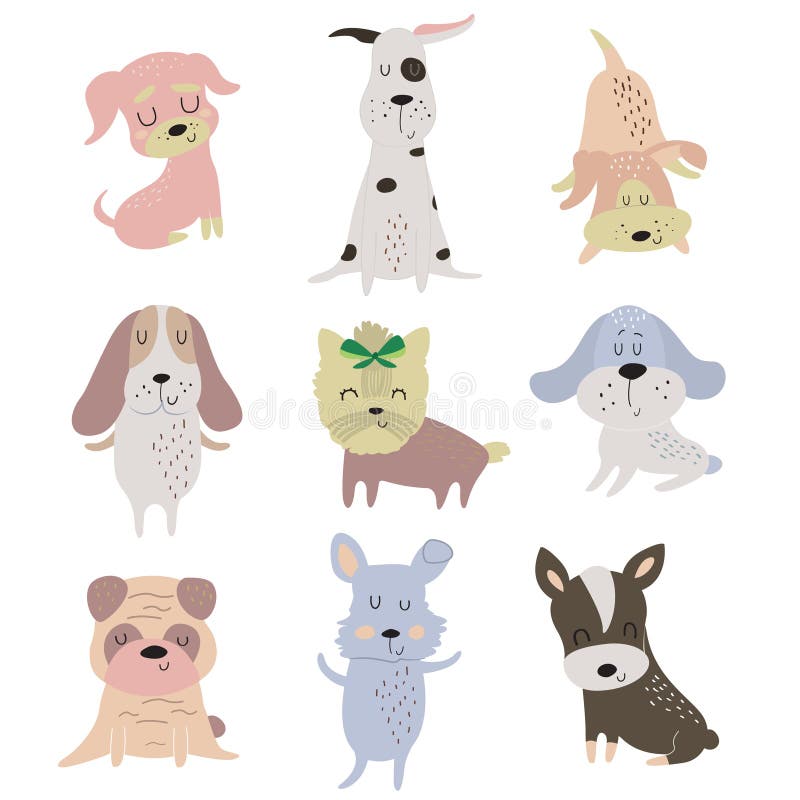 Set nette Hunde vektor abbildung Set nette Hunde vektor abbildung