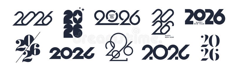 Set of 2026 new year logo. Number of year text design.