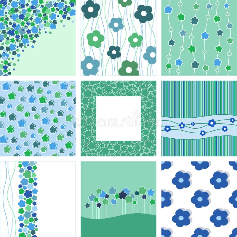 Set of nine abstract floral backgrounds.