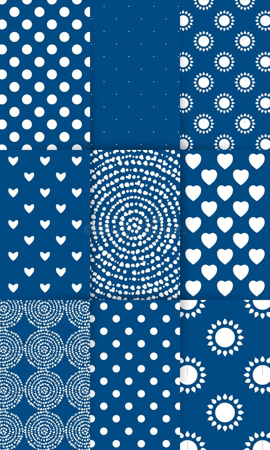 Set of nine simply flat geometric patterns. royalty free illustration