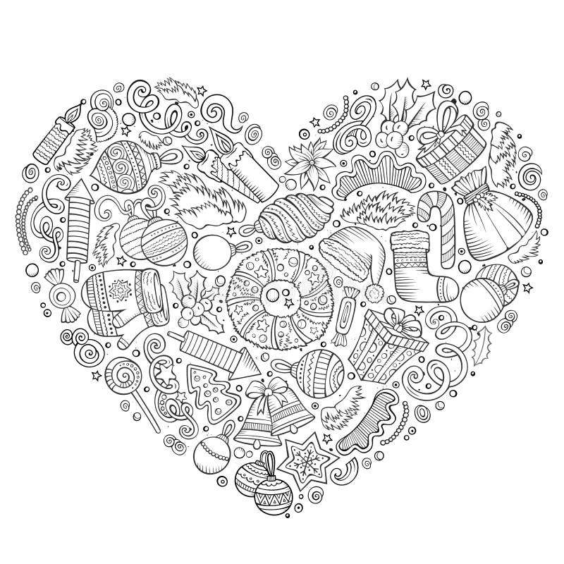 Set nowy rok kreskówki doodle przedmioty ilustracja wektor Set nowy rok kreskówki doodle przedmioty ilustracja wektor