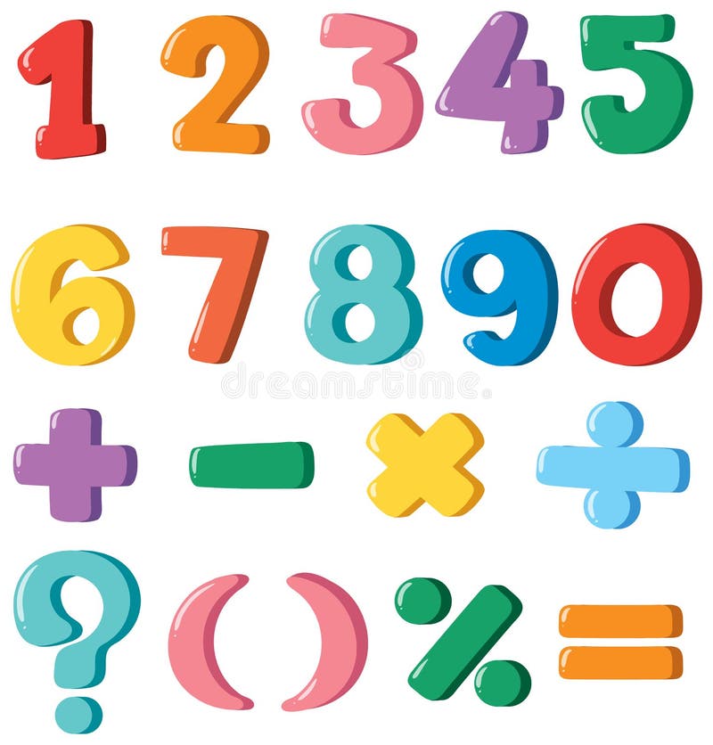 A Set of Number and Math Icon Stock Vector - Illustration of ...