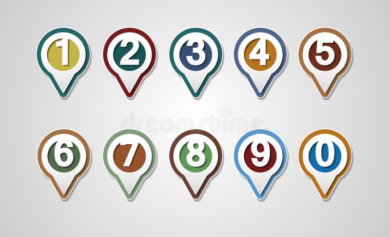 Set of Numbers. Design mapping pins royalty free illustration Set of Numbers. Design mapping pins royalty free illustration