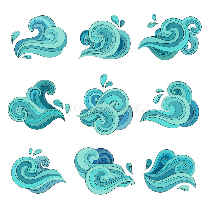 Water Wave Line Logo Symbols Stock Vector Illustration Of Creative Antique