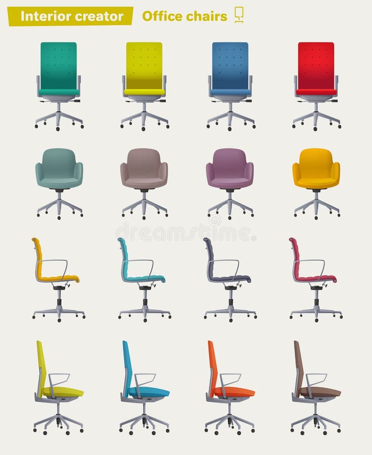 Set of Office Chairs. Cartoon Vector Illustration Stock Vector