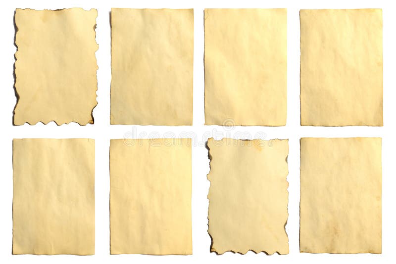 Set of old blank pieces of antique vintage crumbling paper manuscript or parchment stock image Set of old blank pieces of antique vintage crumbling paper manuscript or parchment stock image