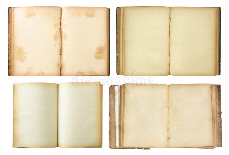 Set of Old book open isolated on white