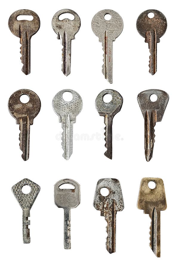 440 Set Old Door Keys Isolated White Background Stock Photos Free