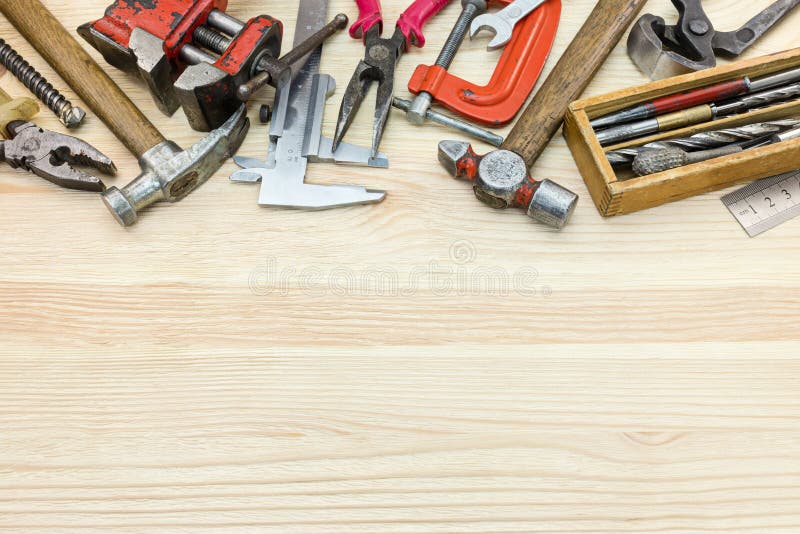 Set of Old Grungy Instruments and Tools for House Construction a Stock Image Image of handyman