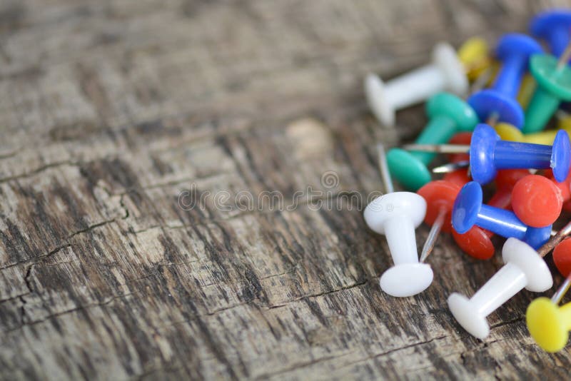 Set Of Old Pins On Wood Background Stock Photo Image Of Colorful