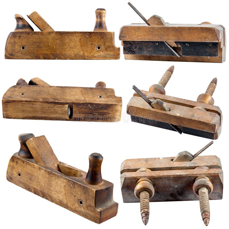 Set of Old Planers for Wood Isolated Stock Image Image of