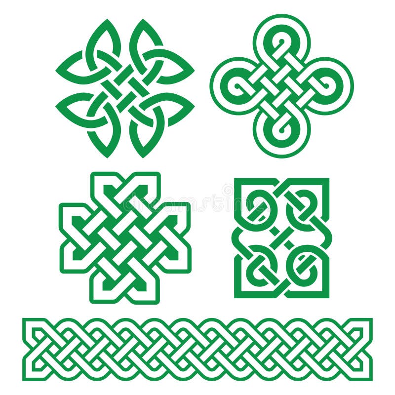 Celtic Irish patterns and braids - vector design set, traditonal Celtic knots and braids collection vector illustration