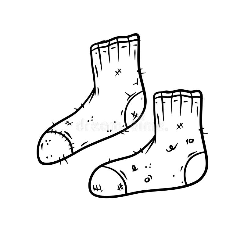 Set of Old Socks. Warm Clothing for Feet Stock Vector - Illustration of ...