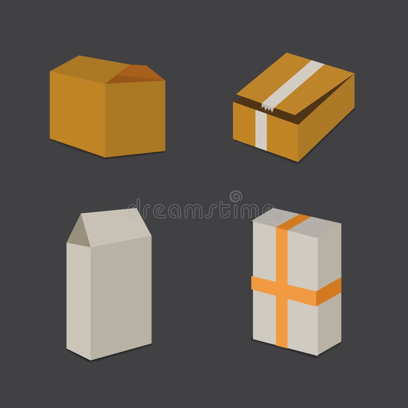 Set open and closed carton box. Delivery packaging vector illustration. vector illustration