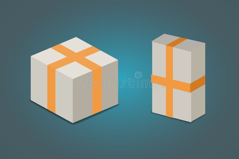 Set open and closed carton box. Delivery packaging vector illustration. royalty free illustration