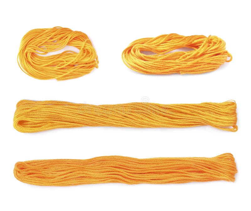 Set with Orange Embroidery Threads on White Background Stock Image ...
