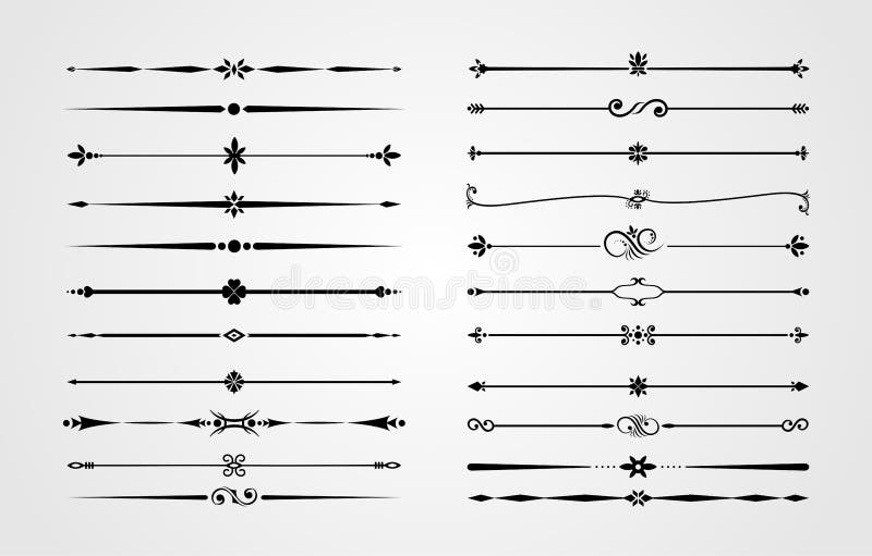 Set of ornamental borders and flourish corners, royal ornament swirls and vintage page dividers. Classical decoration elements for