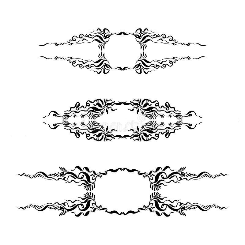 Set of Decorative Design Elements. a Black and White Isolated