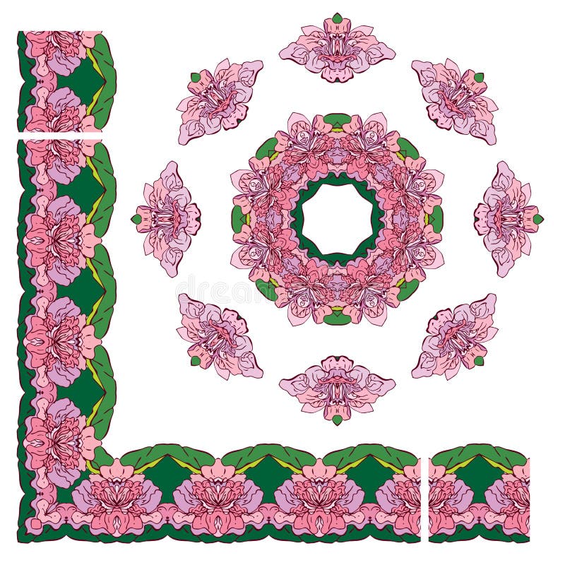 Set of ornaments - circle and rectangular frames stock illustration