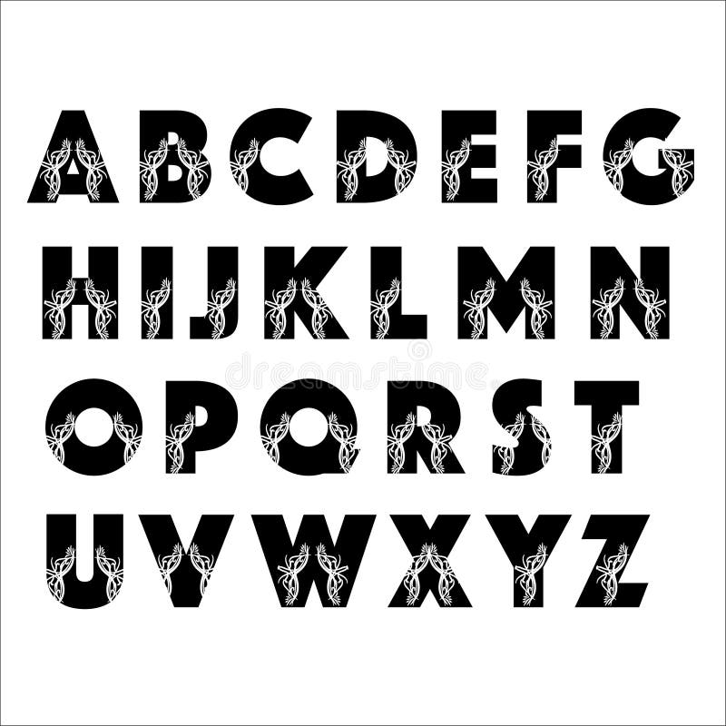 Vector Capital Alphabet Decorative Letters Patternded Negative