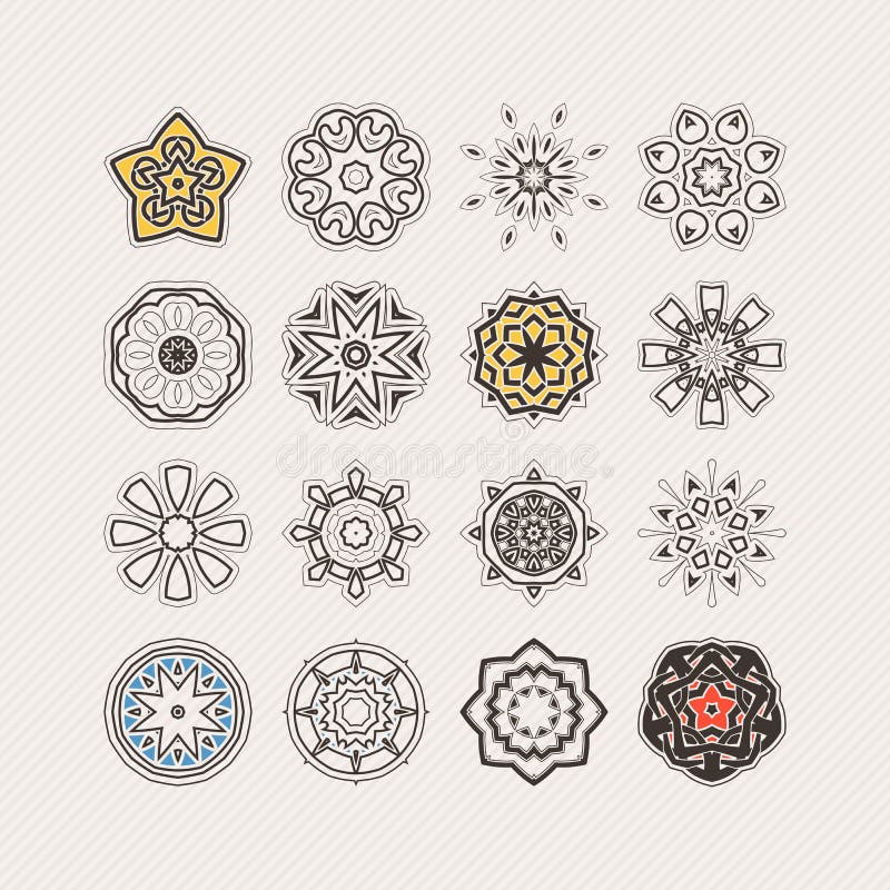 Set Of Ornate Vector Mandala Symbols Gothic Lace Tattoo Celtic