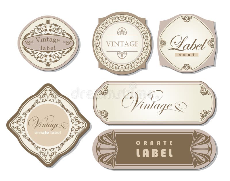 Set of ornate vintage labels