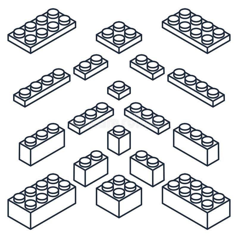 Set of outline building blocks stock illustration