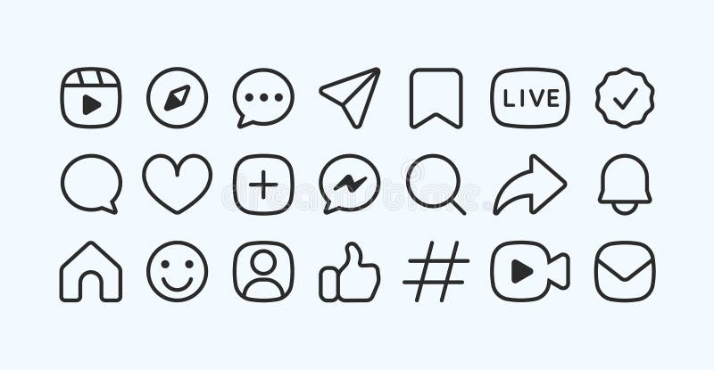 Set of Outline Style Social Media Icon Elements Stock Vector ...