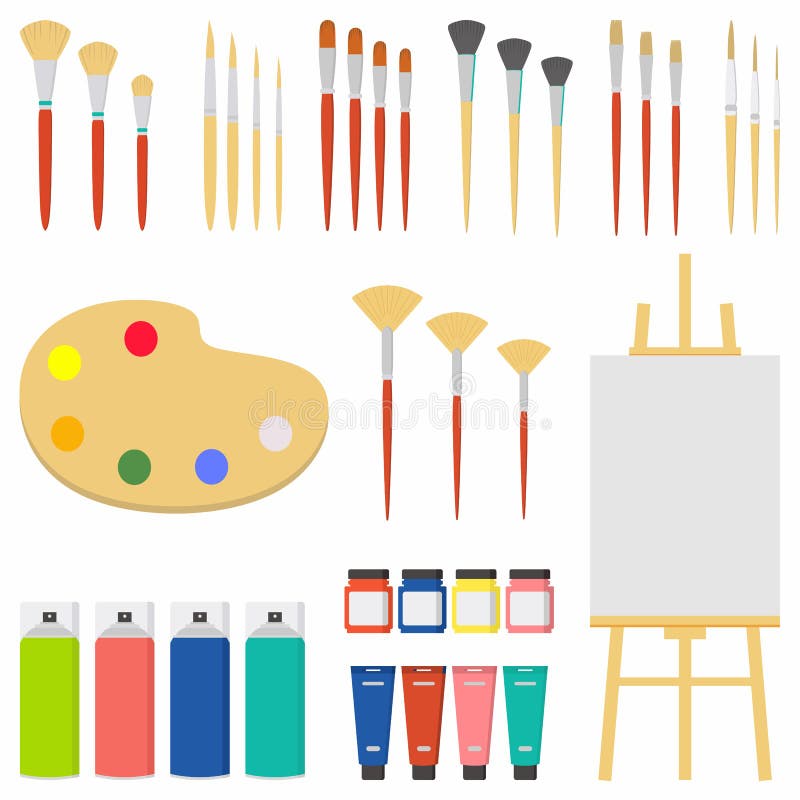 Art Supplies Easel Canvas Brushes Watercolor Stock Vector (Royalty Free)  1990499270