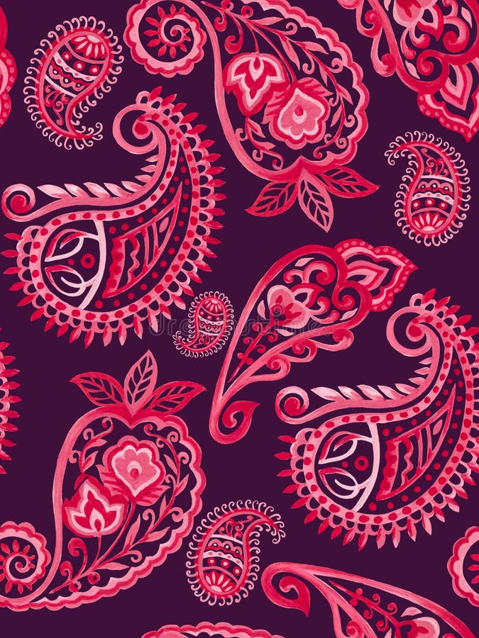 Set of Paisley Eastern Outline Mandala Folk Henna Tattoo Pink Textile  Texture Fabric Paper Print Seamless Pattern Stock Illustration -  Illustration of ornament, ornamental: 212132766