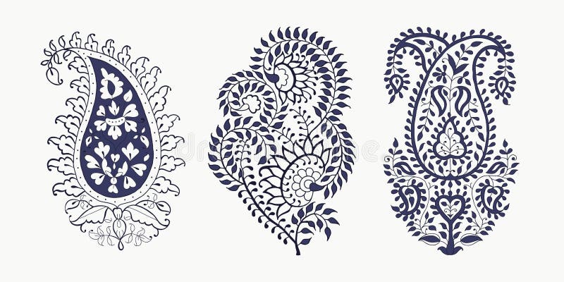 Set of paisley elements