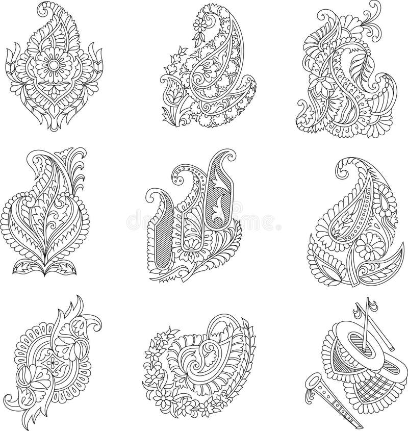 Set of paisley pattern stock vector. Illustration of tribal 258008816
