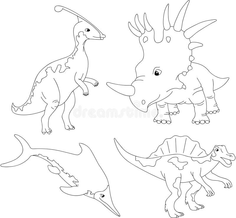 Download Palaeosaurus, Styracosaurus, Spinosaurus, Ichthyosaur, Diplodocu Stock Vector - Illustration of ...